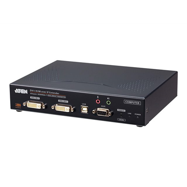 [PREMIUM] Aten USB Dual Display DVI-I KVM over IPTransmitter with Internet Access  LocalConsole  Power/LAN Redundancy (SFP Slot)  RS-232 C