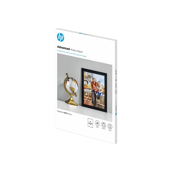 Q5456A Advanced glossy photo paper inktjet 250g/m2 A4 25 sheets 1-pack