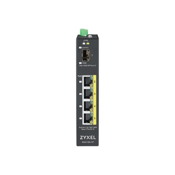 RGS100-5P 5 Port unmanaged PoE Switch 120 Watt PoE D IN Rail IP30 12-58V DC