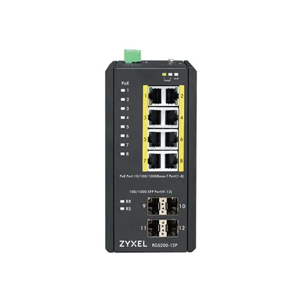 RGS200-12P 12 Port managed PoE Switch 240 Watt PoE DIN Rail IP30 12-58V DC