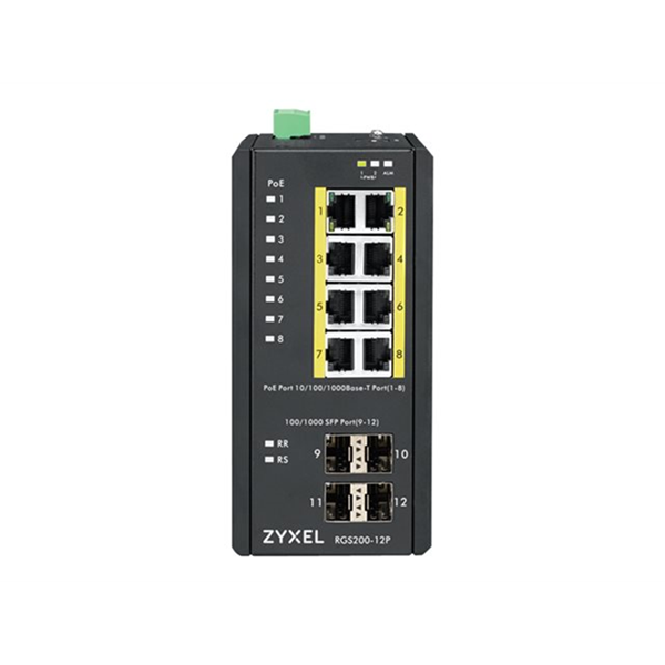 RGS200-12P 12 Port managed PoE Switch 240 Watt PoE DIN Rail IP30 12-58V DC