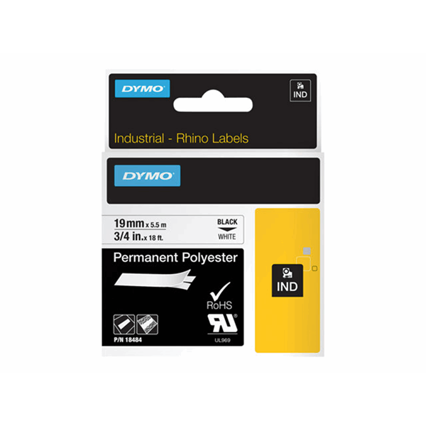 RHINO TAPE PERM. POLYESTER 19MM WIT RHINO TAPE PERM. POLYESTER 19MM WIT