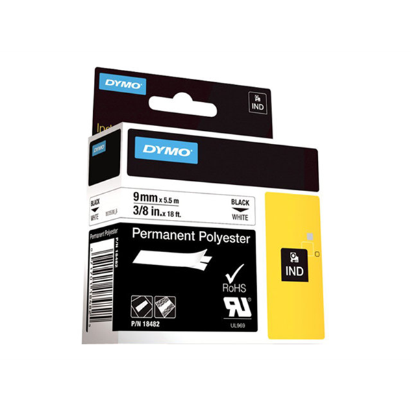 RHINO TAPE PERM. POLYESTER 9MM WIT RHINO TAPE PERM. POLYESTER 9MM WIT