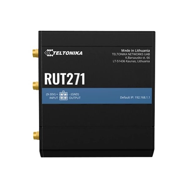 RUT271is a compact industrial 5G routerequipped with 2x Ethernet ports WiFi and RutOS software for advanced networkingsolutions. RUT271is a compact industrial 5G routerequipped with 2x Ethernet ports WiFi and RutOS software for advanced networkingsolutions.