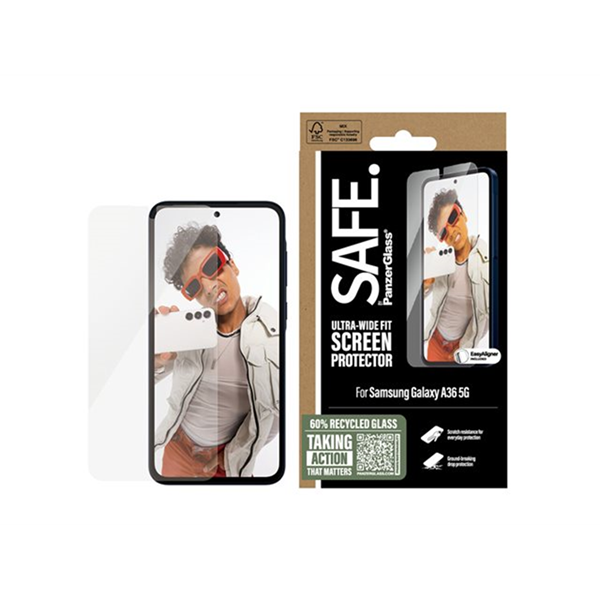 SAFE. by PanzerGlass - schermbeschermer voor mobiele telefoon - ultrabrede pasvorm met EasyAligner SAFE. by PanzerGlass - schermbeschermer voor mobiele telefoon - ultrabrede pasvorm met EasyAligner