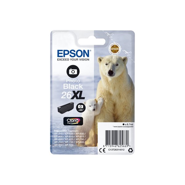 Singlepack Photo Black 26XL Claria Premium Ink
