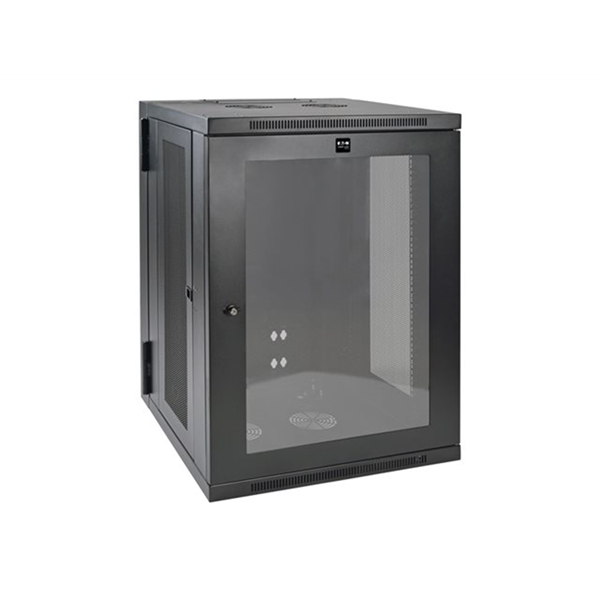 SmartRack 18U Low-Profile Switch-Depth Wall-Mount Half-Height Rack Enclosure Clear Acrylic Window Hinged Back