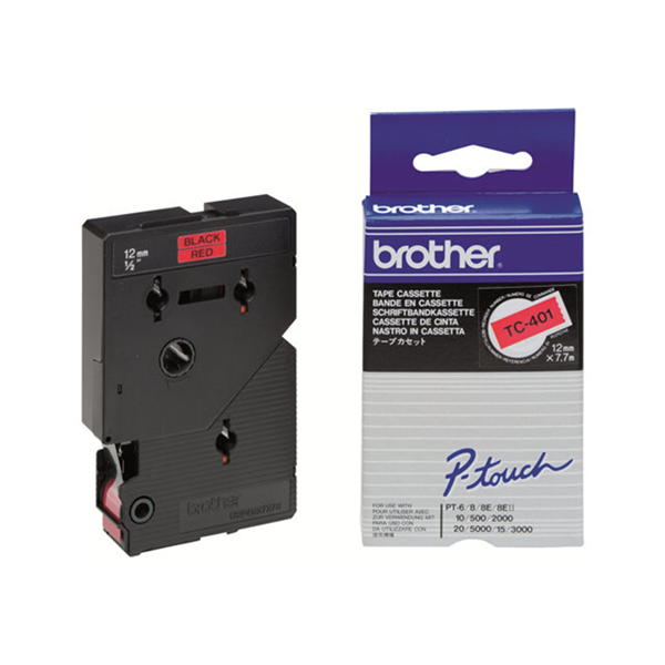 Tape/12mm red/black f P-Touch