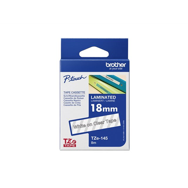 Tape/18mm white on clear f P-Touch Tape/18mm white on clear f P-Touch