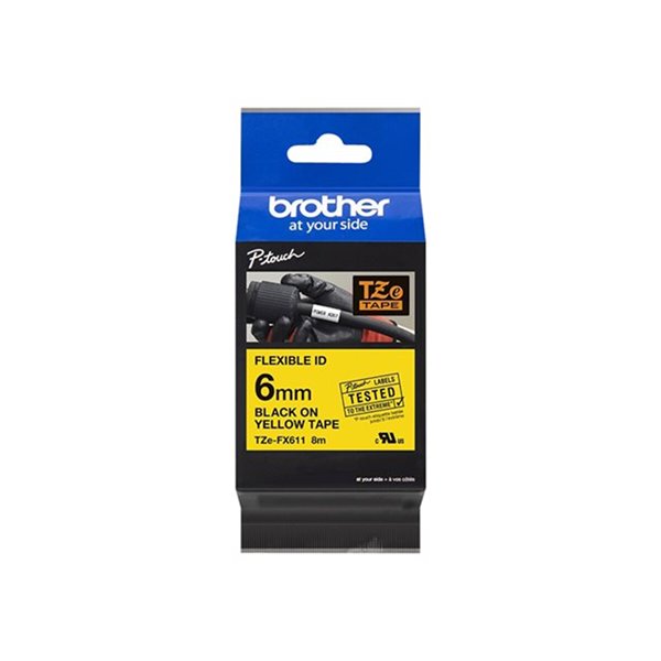Tape/6mm black on yellow f P-Touch