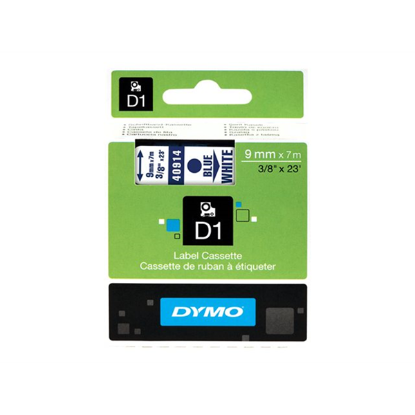 TAPE 9MMX7M BLAUW/WIT