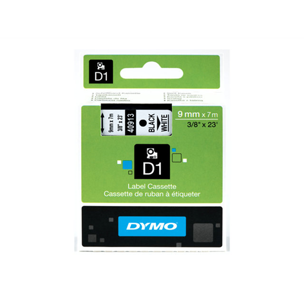 TAPE 9MMX7M ZWART/WIT