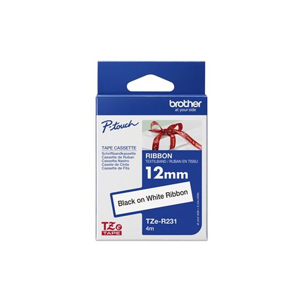 Tape/TZER231 12MM BLACK ON WHITE RIBBON