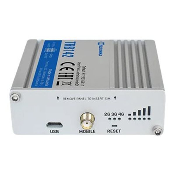 TRB142 is an IoT gateway equipped with LTE connectivity. TRB142 comes with a RS232 interface for remote management of industrial devices.