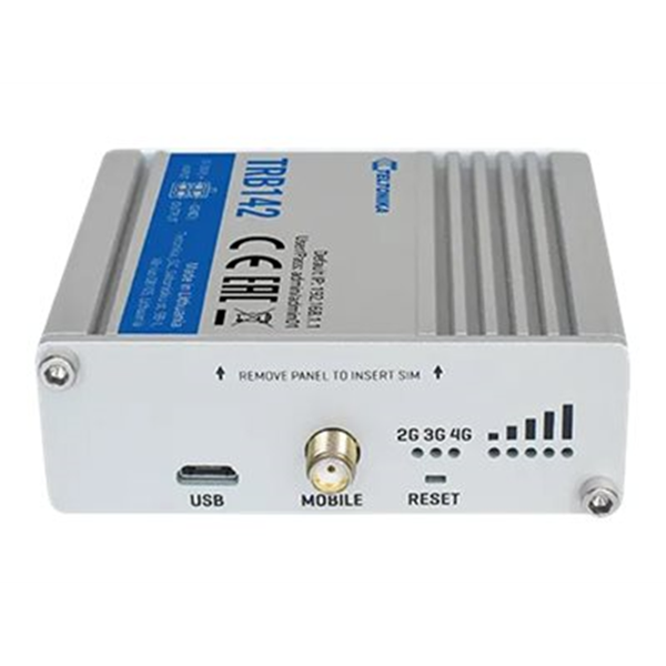 TRB142 is an IoT gateway equipped with LTE connectivity. TRB142 comes with a RS232 interface for remote management of industrial devices.