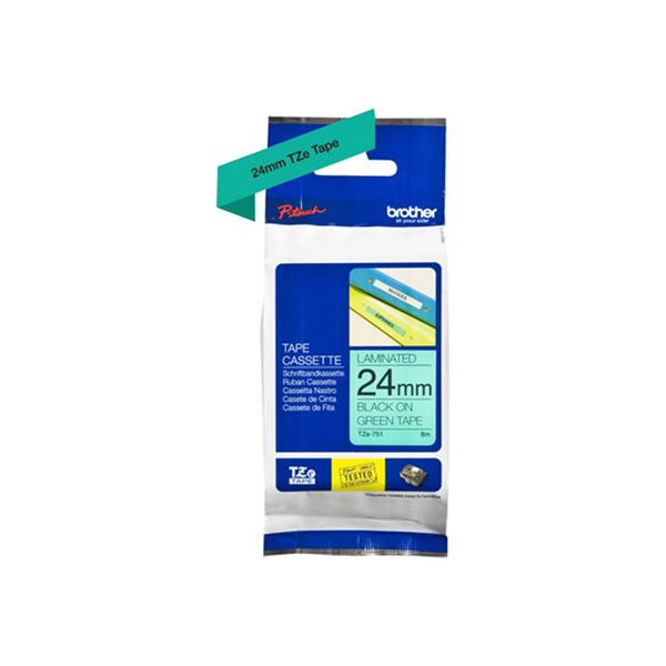 TZe751 - Gel. tape - zwart op groen - Rol (2.4 cm x 8 m) 1 rol(len) - voor P-Touch OA. PT-2420. 2430