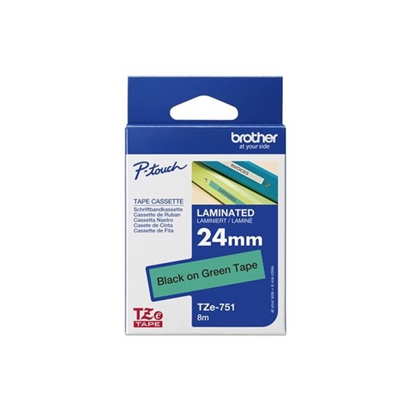 TZe751 - Gel. tape - zwart op groen - Rol (2.4 cm x 8 m) 1 rol(len) - voor P-Touch OA. PT-2420. 2430