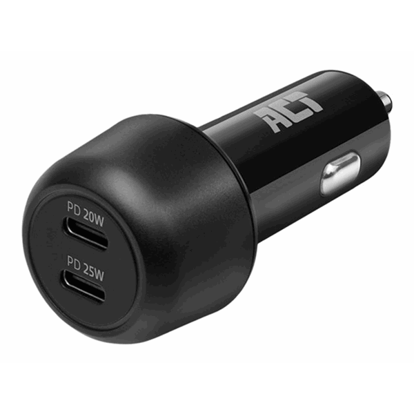 USB-C Car Charger 25W + 20W total 45W black