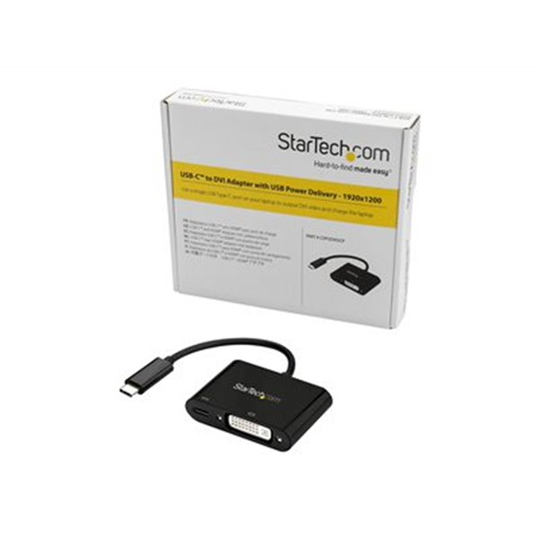 USB-C to DVI Adapter with USB PD Black