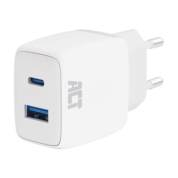 USB-C & USB-A Charger 20W with Power Delivery PPS Quick Charge GaNFast