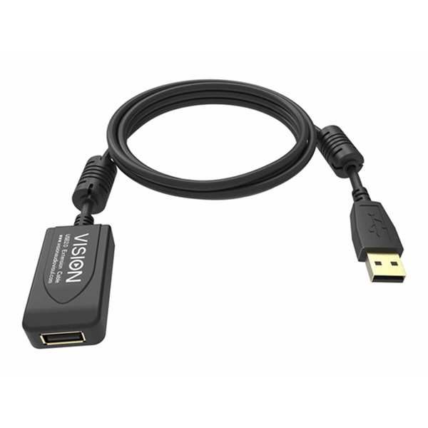 VISION 5m Black USB 2.0 extension cable
