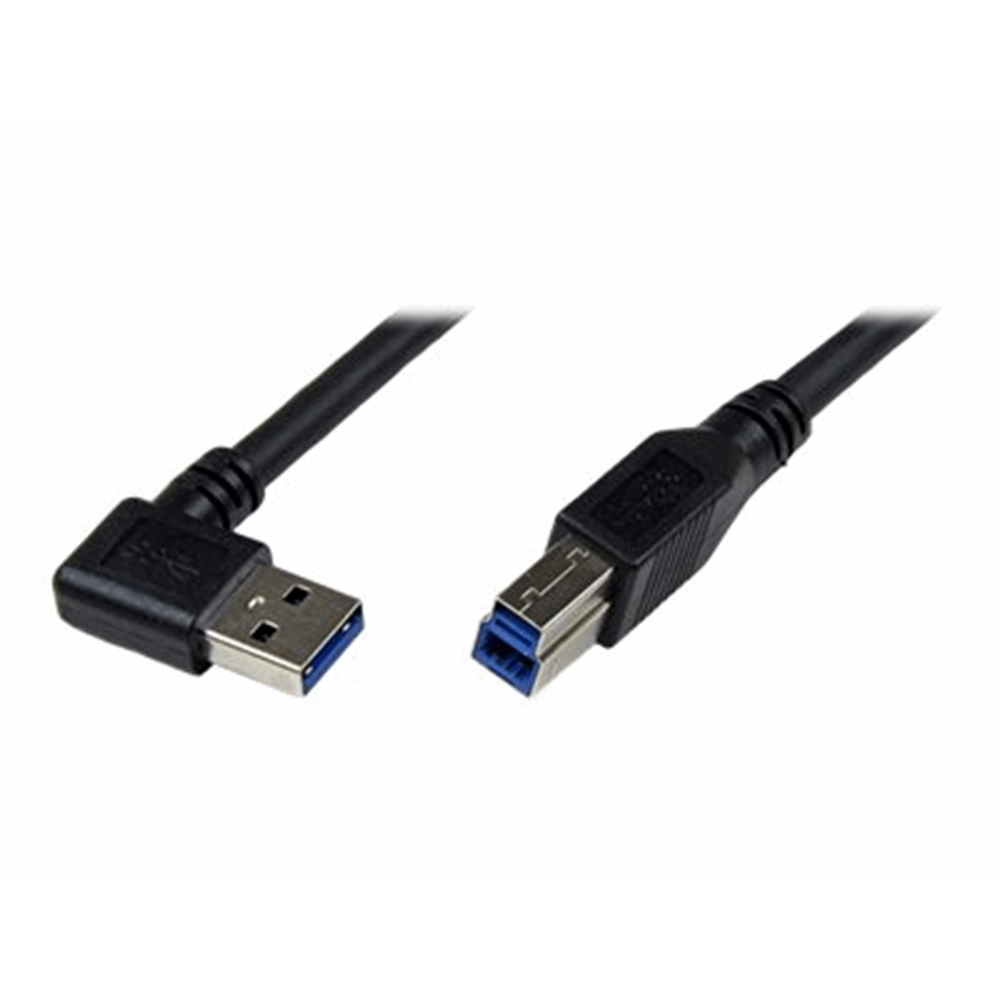 1m Black USB 3 Cable Right Angle A to B